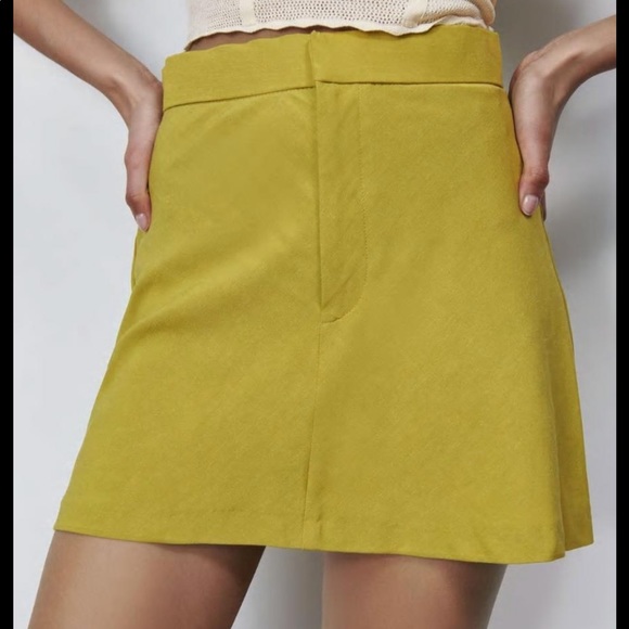 Linen blend skirt - goldish - Picture 7 of 9